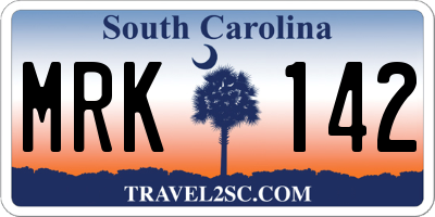 SC license plate MRK142
