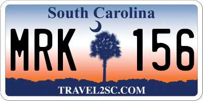 SC license plate MRK156