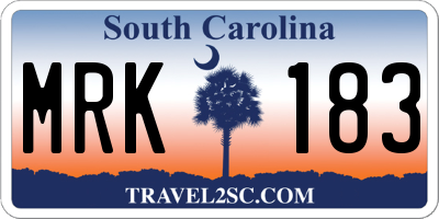 SC license plate MRK183