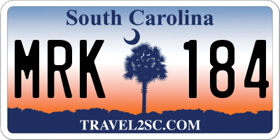 SC license plate MRK184