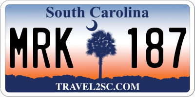 SC license plate MRK187