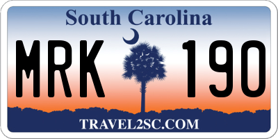 SC license plate MRK190