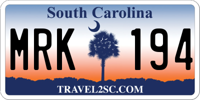 SC license plate MRK194