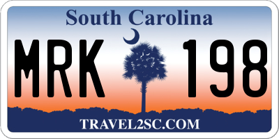 SC license plate MRK198