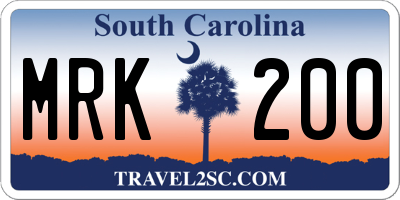 SC license plate MRK200