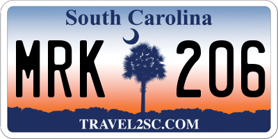 SC license plate MRK206