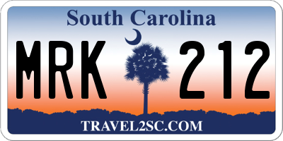 SC license plate MRK212