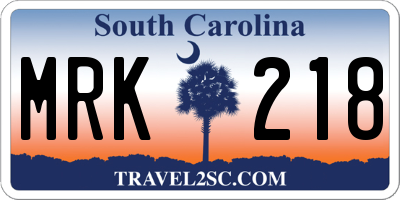 SC license plate MRK218