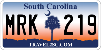 SC license plate MRK219