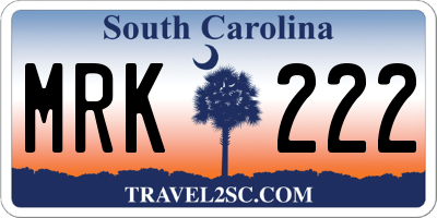 SC license plate MRK222