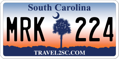 SC license plate MRK224