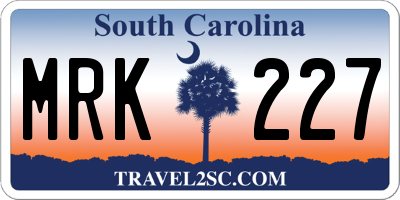 SC license plate MRK227