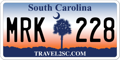 SC license plate MRK228