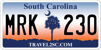 SC license plate MRK230