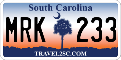 SC license plate MRK233