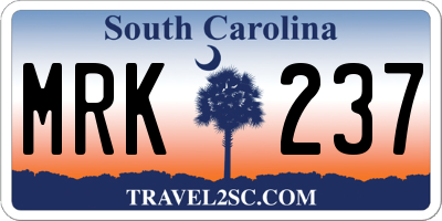 SC license plate MRK237