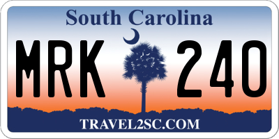 SC license plate MRK240