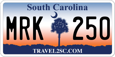 SC license plate MRK250