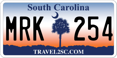 SC license plate MRK254