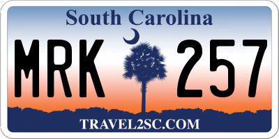 SC license plate MRK257