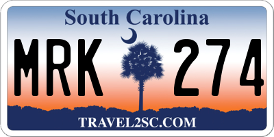 SC license plate MRK274