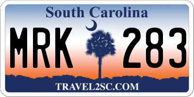SC license plate MRK283