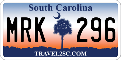 SC license plate MRK296