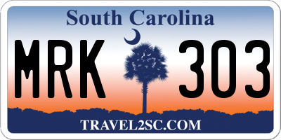 SC license plate MRK303