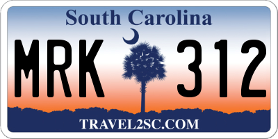 SC license plate MRK312