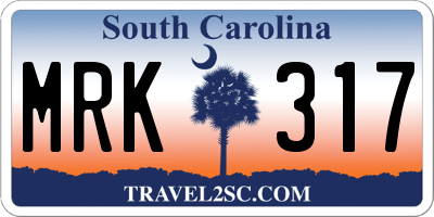 SC license plate MRK317