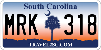 SC license plate MRK318