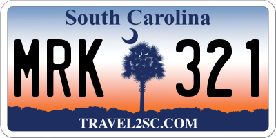 SC license plate MRK321