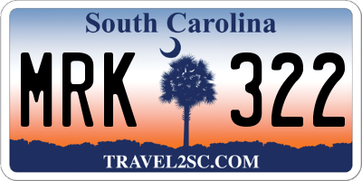 SC license plate MRK322