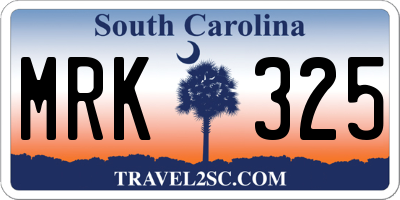 SC license plate MRK325