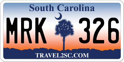 SC license plate MRK326