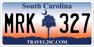 SC license plate MRK327