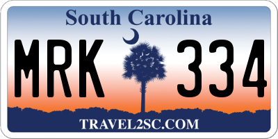 SC license plate MRK334