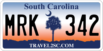 SC license plate MRK342
