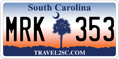 SC license plate MRK353