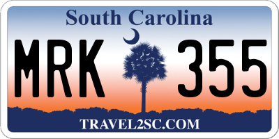 SC license plate MRK355
