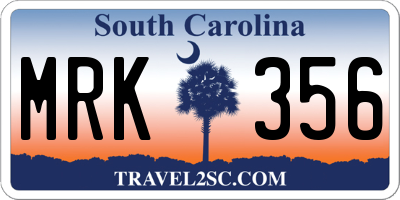 SC license plate MRK356