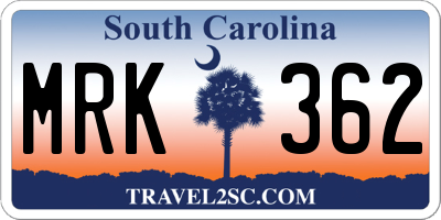 SC license plate MRK362
