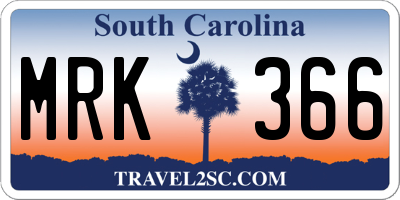 SC license plate MRK366