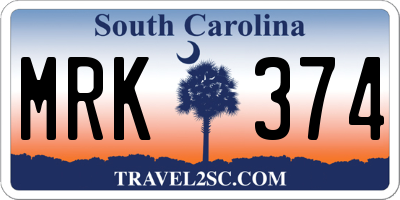 SC license plate MRK374