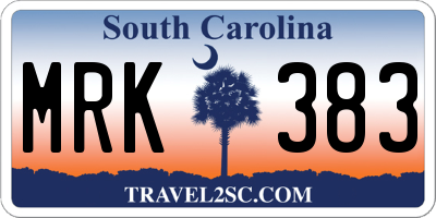 SC license plate MRK383