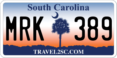 SC license plate MRK389
