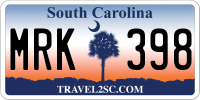 SC license plate MRK398