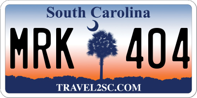 SC license plate MRK404