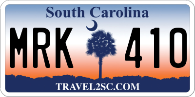 SC license plate MRK410