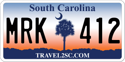 SC license plate MRK412